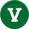 Voidless emblem: a white V on a green disc